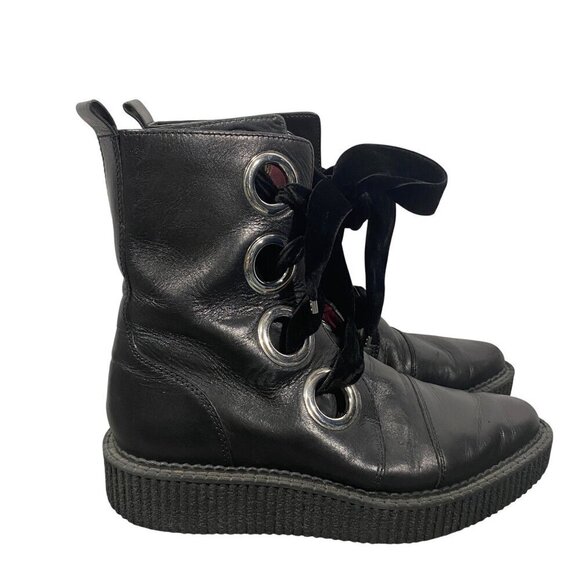 Marc by Marc Jacobs Black Leather combat Boots Size 37 designer fairy grunge - Picture 3 of 11